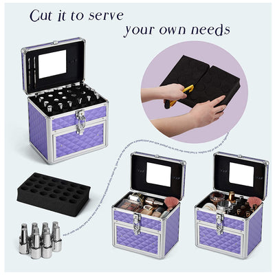 Box Makeup Train Case Nail Polish Cosmetic Storage, Purple