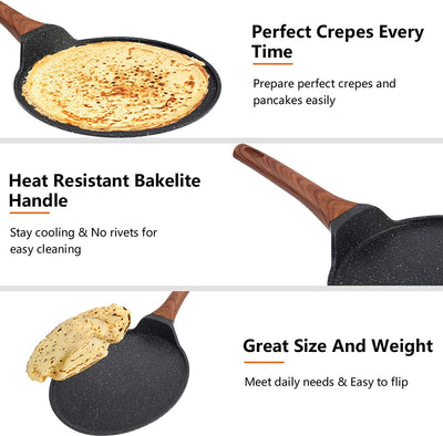 Crepe Pan Pancake Dosa Tawa Pan Nonstick Flat Griddle Frying Skillet Pan for Omelette