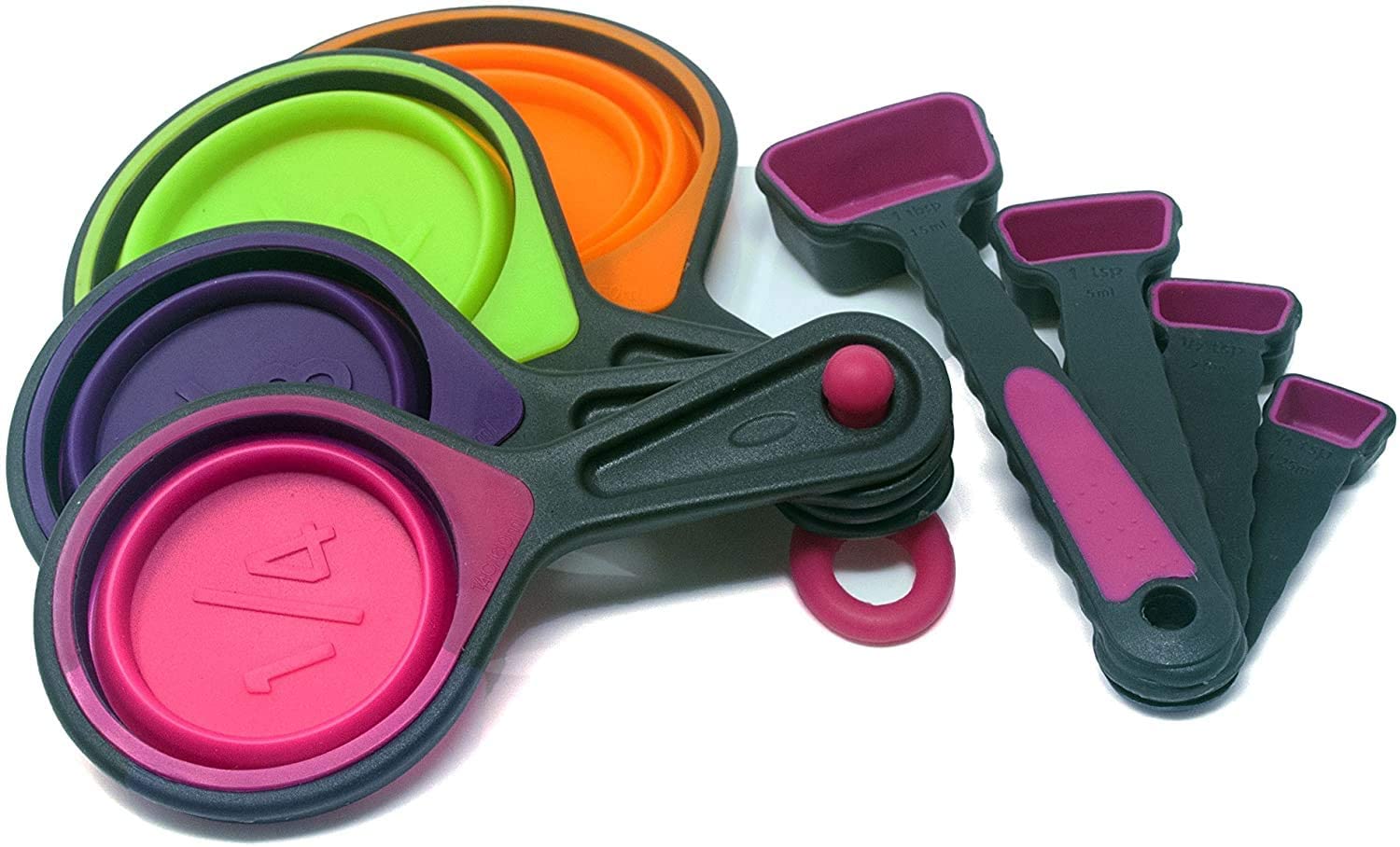 Silicone Measuring Cup Set, Pink, 10 x 7.9 x 2.4 inches