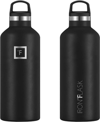 Sports Water Bottle with 3 Lids, 32 oz, Black