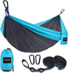 Portable camping hammock with 2 straps, Dark Grey & Sky Blue