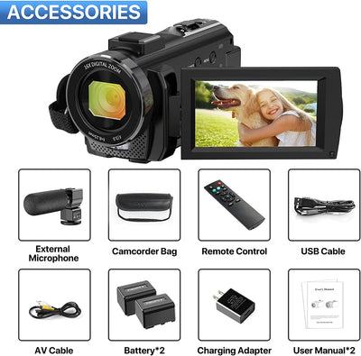 16X digital zoom camcorder with microphone and 2 batteries