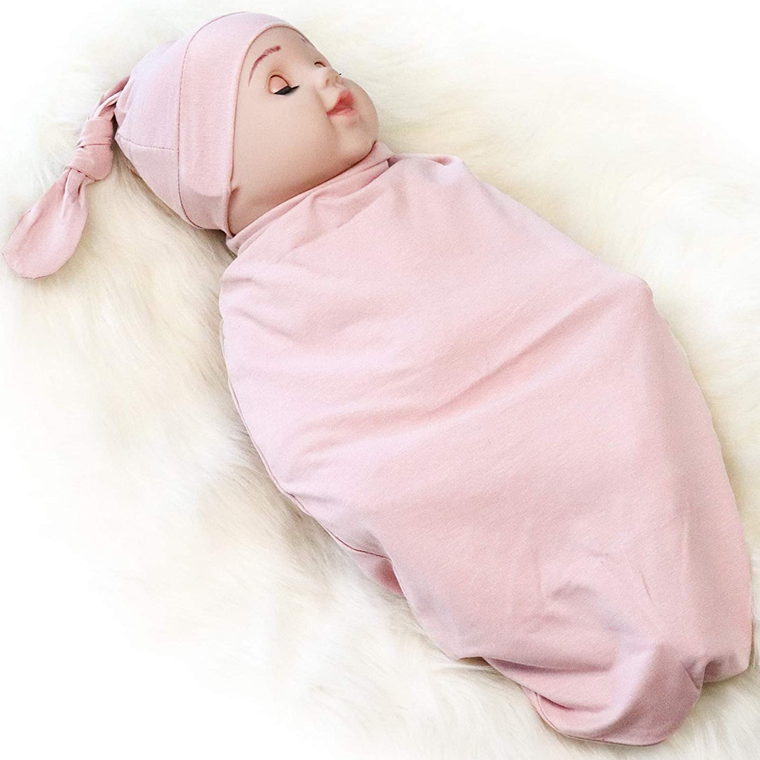 Newborn Sleeping Blanket with Hat, Color: Pink