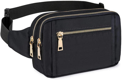 Fanny Pack, Color:Black,  Multi Pockets