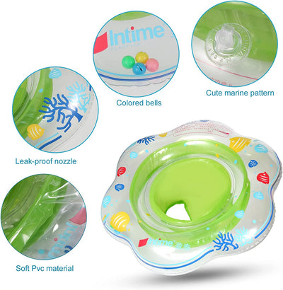 Baby floats for swimming pool, with safety seat, Color: Green