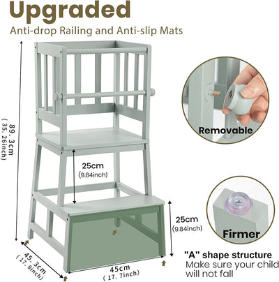 Kids Learning Tower Stool, 35 Inches, Gray