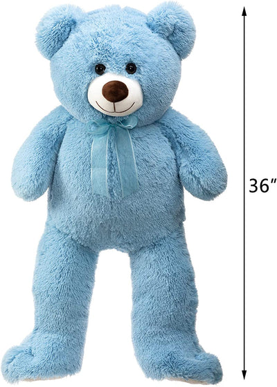 Giant Teddy Bear with Paw Prints 36 inches Blue