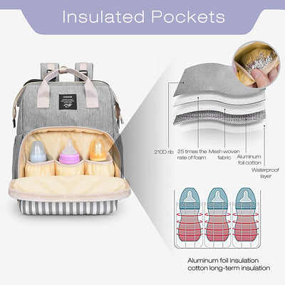 Baby backpack with changing mat (grey)