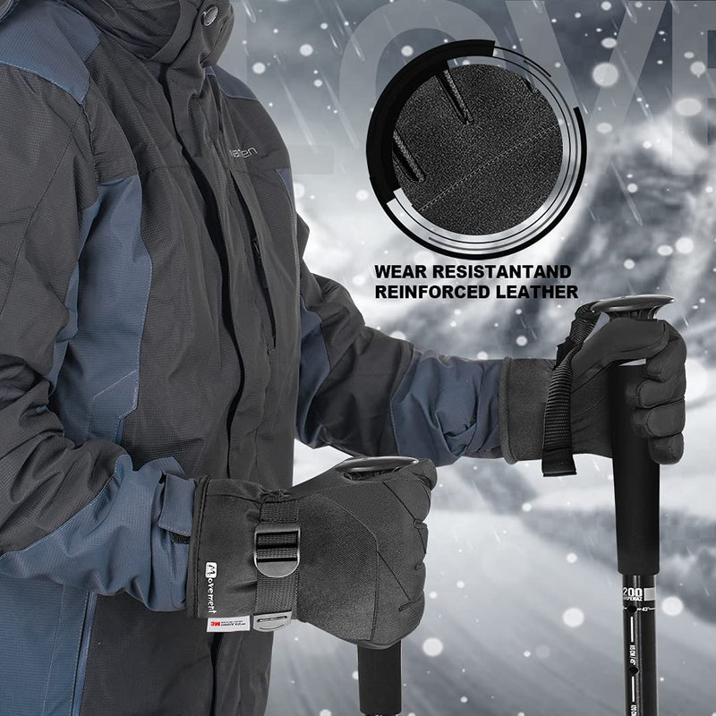 Touchscreen waterproof ski and snow gloves. M (Colour: Black)