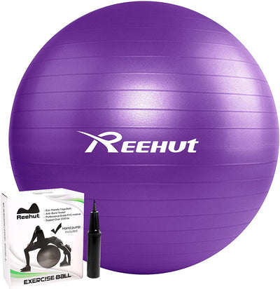 Exercise ball (55 cm, 65 cm, 75 cm) for fitness, purple