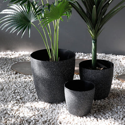 Planter Pots for Outdoor, 3 pack 14'', 11", 9 '', Black