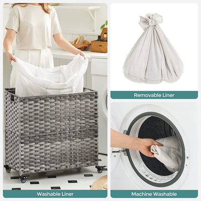 Hand Woven Laundry Basket, Color: Gray