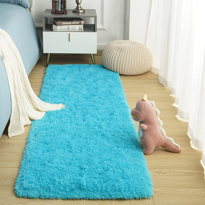 Teal Runner Rug for Bedroom 2' x 4'