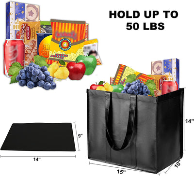 12 Extra Large Reusable Grocery Bags (Color: Black)