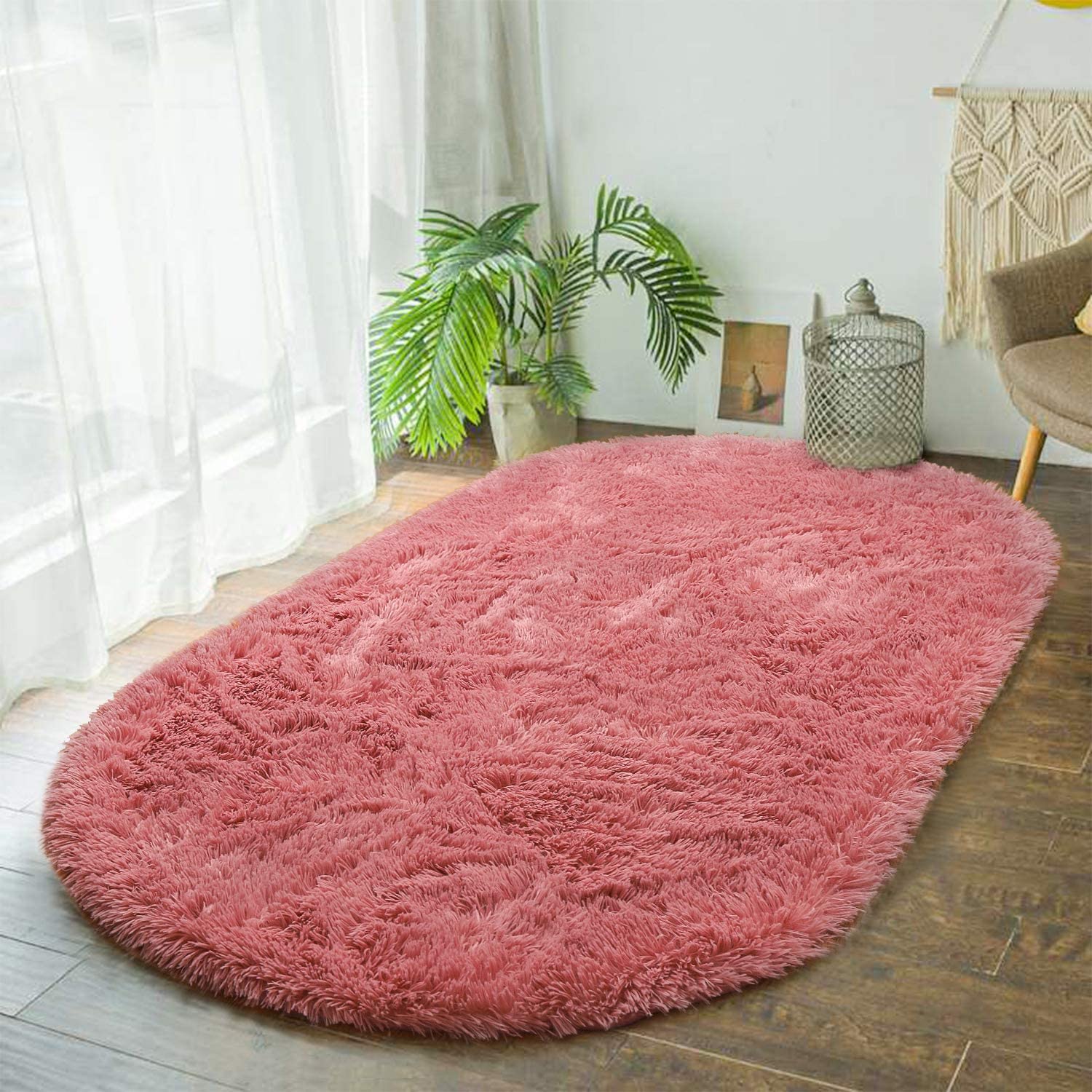 Home Plush Rug (2.6 x 5.3 ft)  Dirty Pink Color