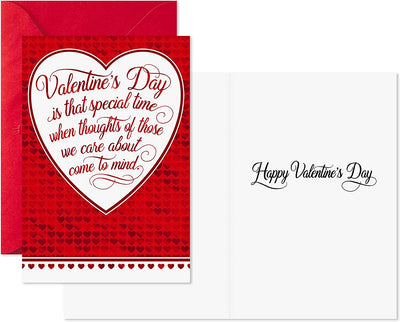 Valentines Day Cards, Red Hearts (6 Cards with Envelopes)