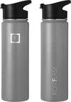 Sports water bottle 22 oz, 3 lids stainless steel,Graphite