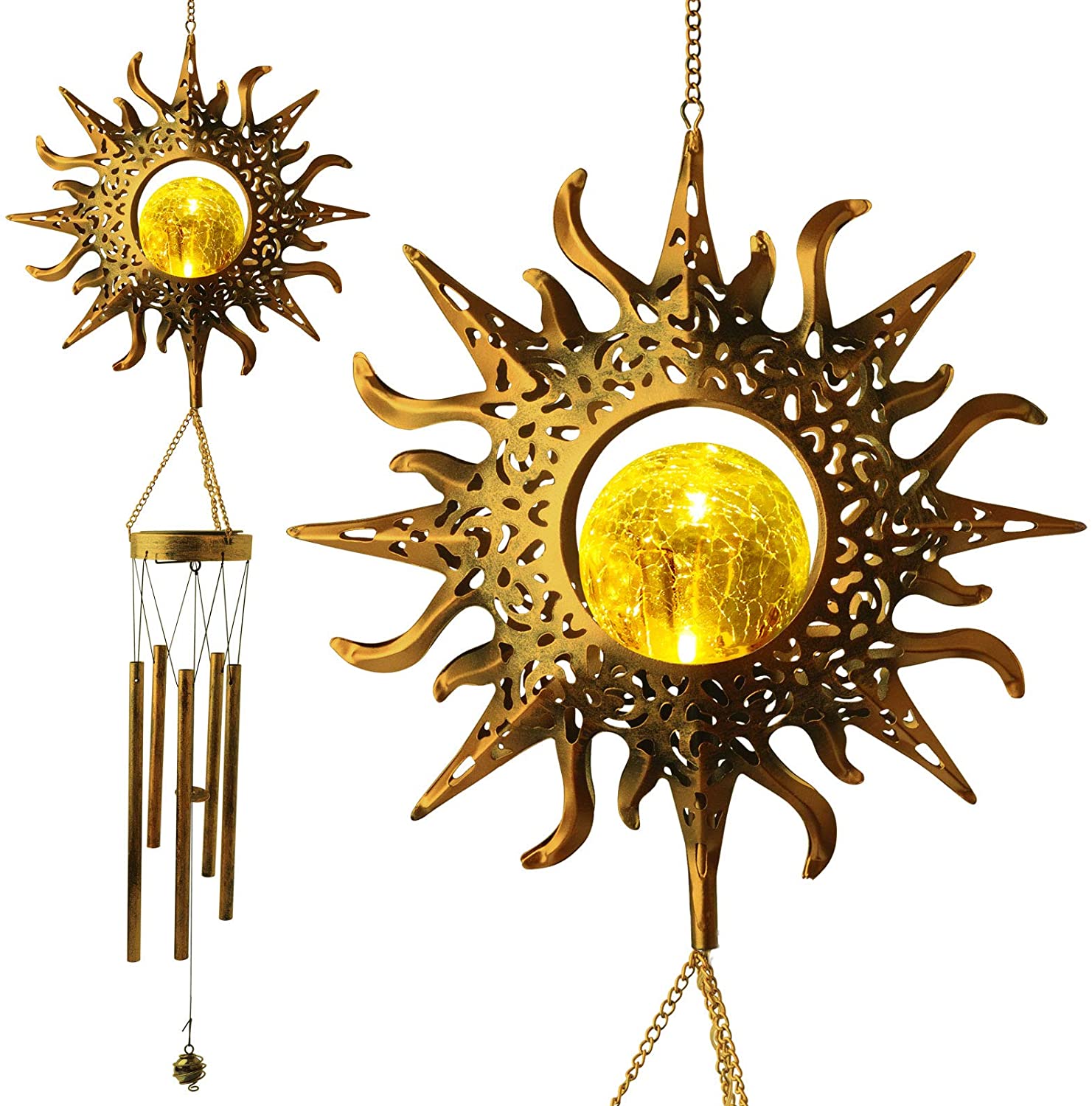 Metal solar wind chimes, gardening gifts