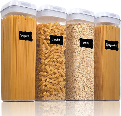 Airtight Food Storage Containers, 4 BPA Free Plastic Spaghetti Containers with Easy-Close Lids