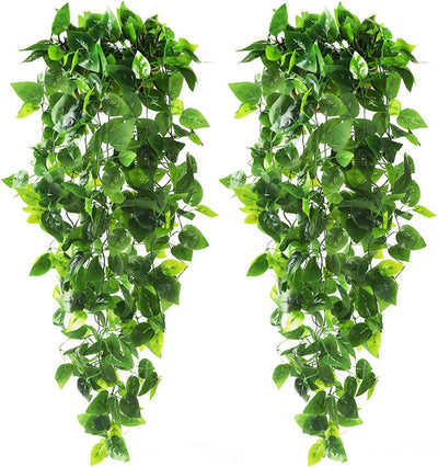 2 Hanging 3.6ft Artificial Plants, Green