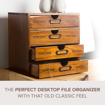 Home Office Desk Organizer with 4 Storage Drawers - Brown