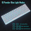 white gaming keyboard with light blue light