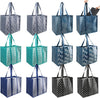 12 Extra Large Reusable Grocery Bags (Grey/Navy/Teal/Blue/Black)