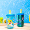 Set of cups, screw lid with straw. 3 piece set. Baby shark