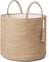 Decorative woven storage basket made of natural rope