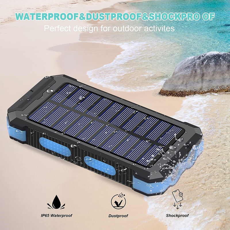 Solar Charger, 30000mAh, 6.4 x 3.3 x 0.8 inches