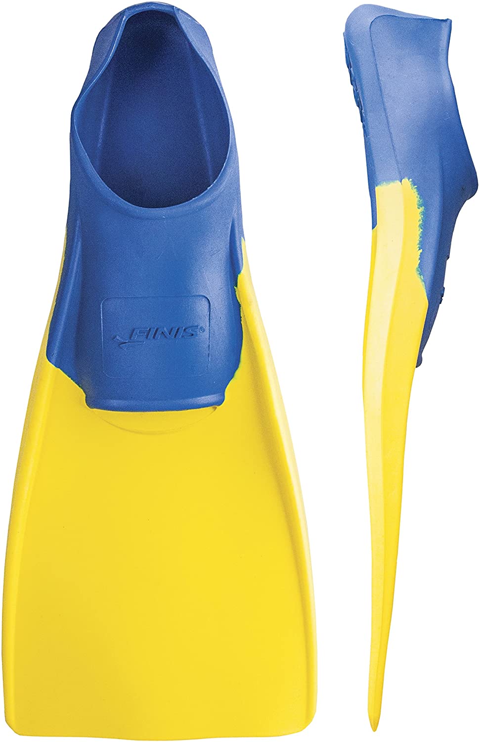 Long floating fins for swimming and diving, Blue/Yellow