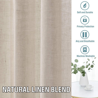 Natural Linen Curtains 108" Long 2 Color 	Linen