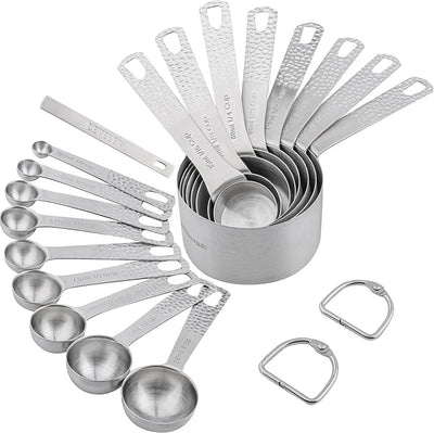 17-piece stainless steel measuring cups and spoons set