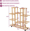 Bamboo Plant Stand, 9 Tier with Wheels, 17 Garden Shelves,