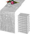 Silver Sequin Table Runner, 12" x 108"-10pcs