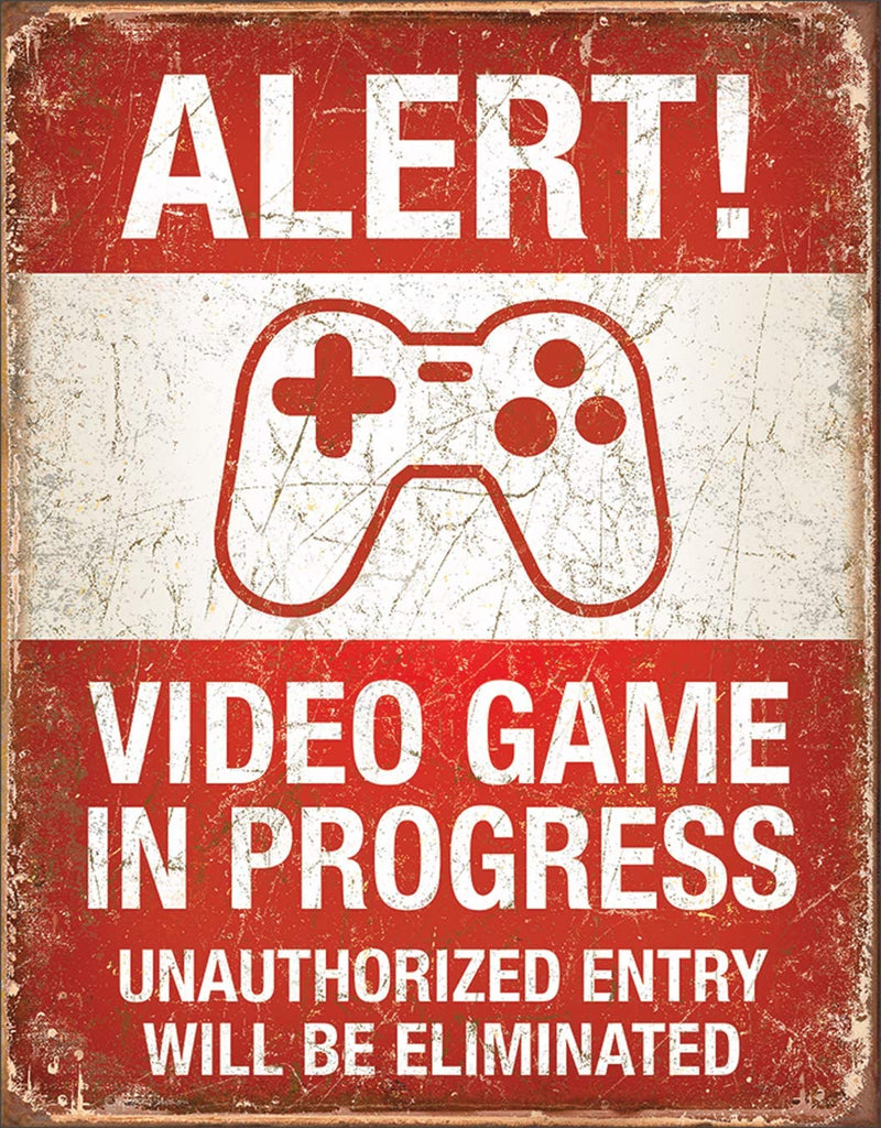 Video Game in Progress Tin Sign