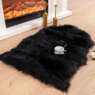 Soft Faux Shearling Cover, 2' x 3', Color: Black