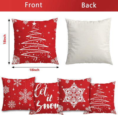 Set of 4 Christmas Decor Farmhouse Throw Pillow Covers