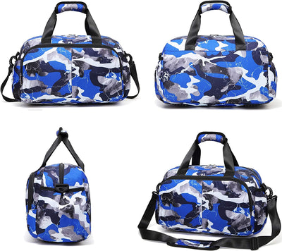 Traveler duffel bag, (16" L x 9.5" H x 8.5" W) Blue Camo