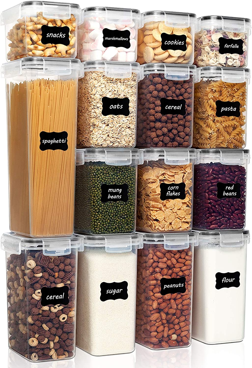 15 hermetic containers for food storage