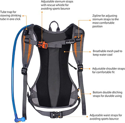 70oz 2L water bladder hydration backpack for running,Orange