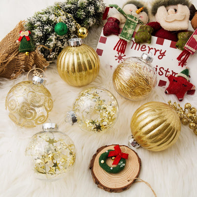 8ct Christmas Ball Ornaments Set -Large Clear Plastic