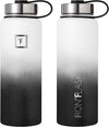 Sports water bottle 22 oz, 3 lids stainless steel, Day , Night