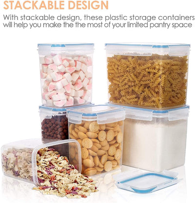 6 Airtight Plastic Food Storage Containers