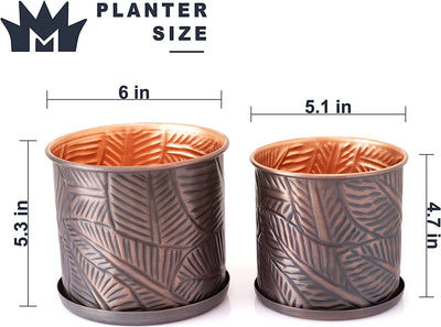 Garden Pots with Drainage Hole, 2 Piece Floral Embossed