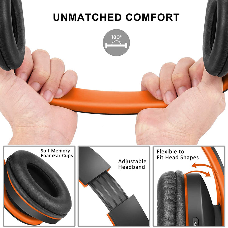 Bluetooth Headphones Over-Ear, Stereo (Black/Orange)