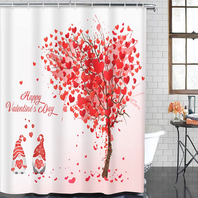 Valentine Heart Shaped Tree Shower Curtain Set of 4