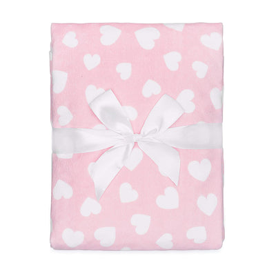 Reversible Soft Blanket, Large (Pink Hearts)