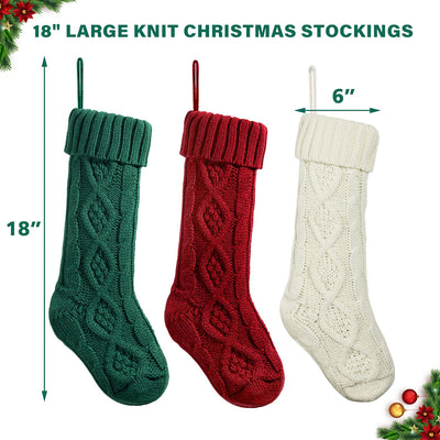 4 Pack 18" Knit Christmas Stockings