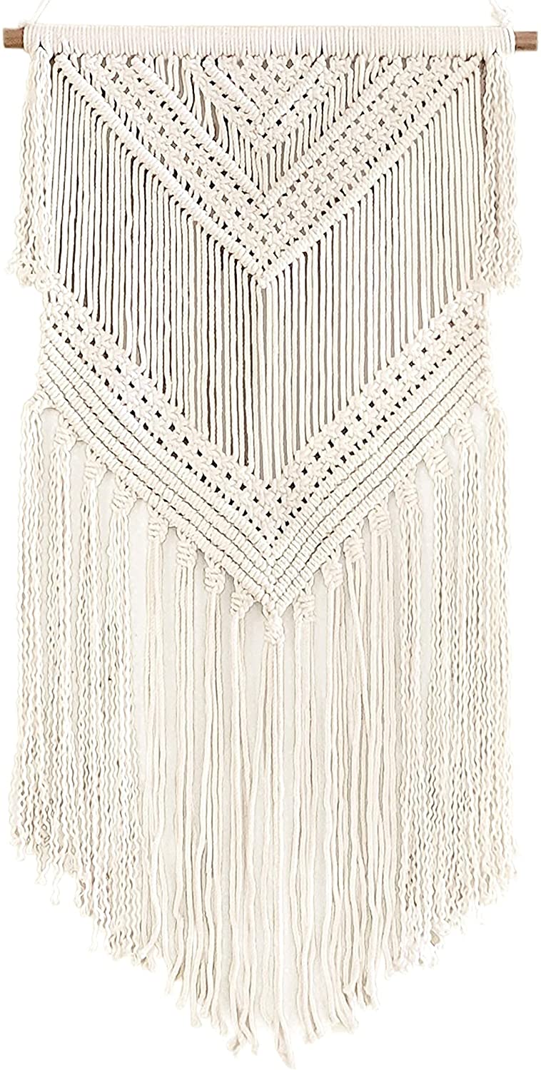 Macrame Wall Hanging Tapestry 16" x 36" Color (Beige)